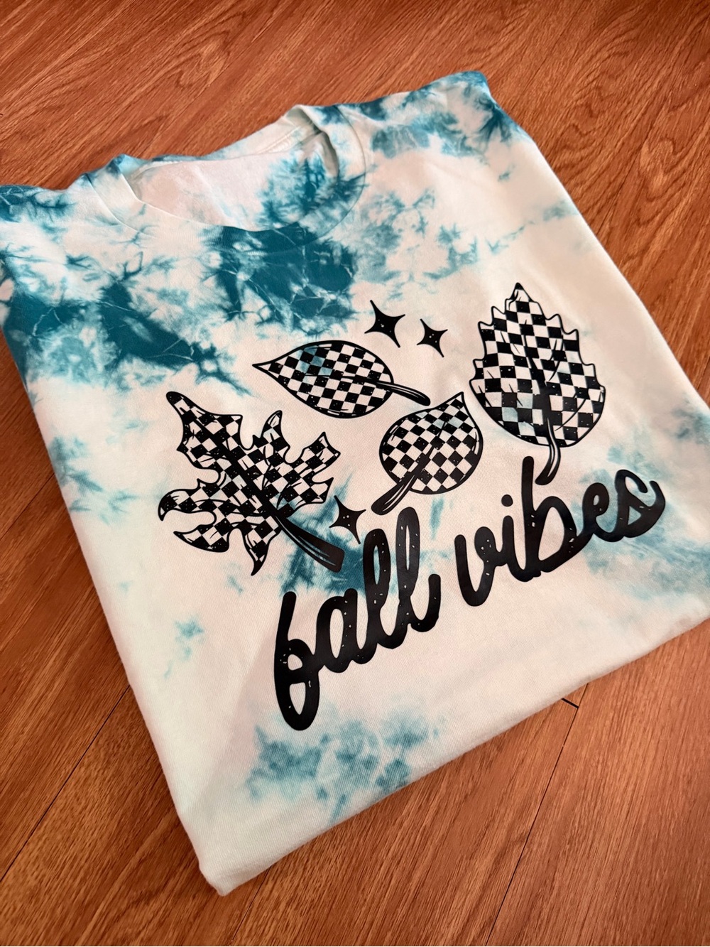Adult unisex Tie-Dye "Fall Vibes" Graphic Tee - Teal